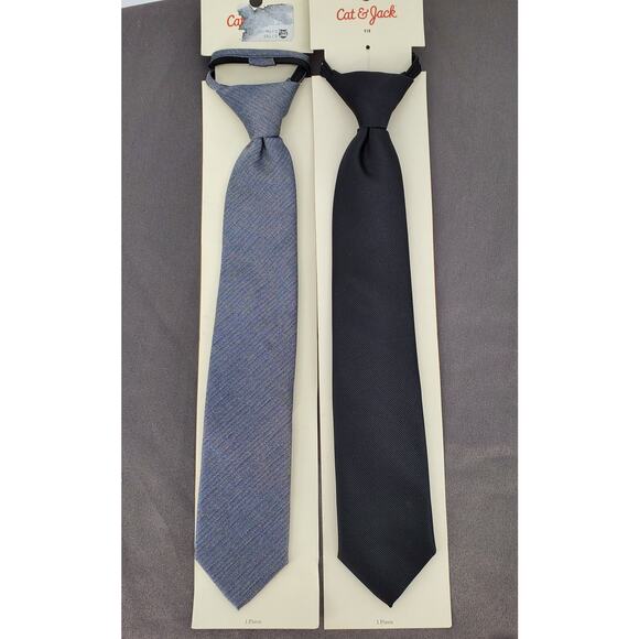 Cat & Jack Lot of 2 Ties Navy and‎ Black Size Youth S/M New - Picture 3 of 4